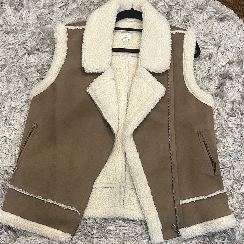 Joie Brown and Cream Shearling Vest